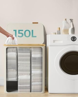 Cesta para la Colada 3 Compartimentos 150L SONGMICS LCB515W01V1