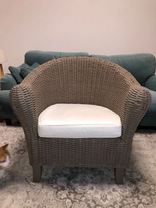 Sillón butaca mimbre marrón