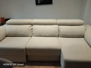 Sofá modular beige de tela