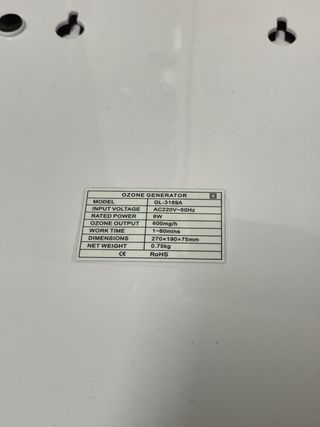 Ozonizador de agua, alimentos y aceite