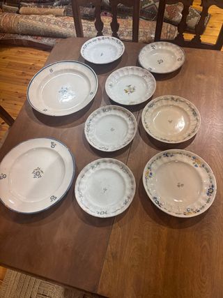Lote 9 Platos Cerámica Alcora S. XIX