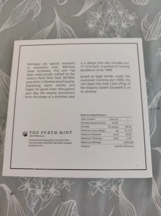 Moneda Plata 1oz Happy Birthday