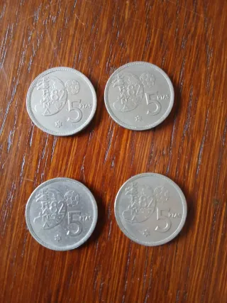 4 Monedas Carlos I Rey de España 1980
