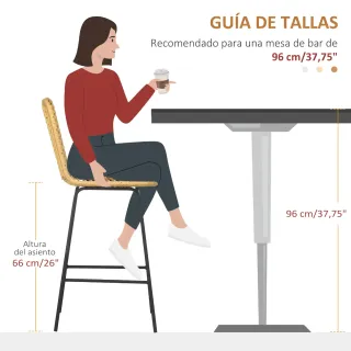 Juego de 2 Taburetes Altos Cocina Ratán