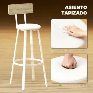 Juego 2 Taburetes Altos Cocina Respaldo