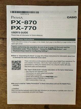 Piano Casio Privia PX 870