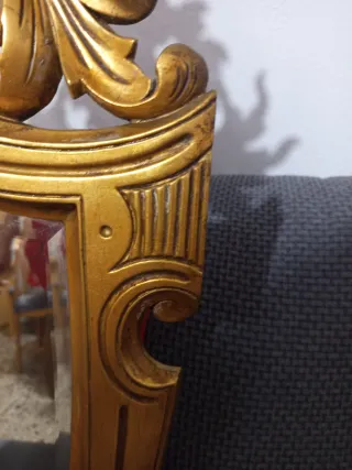 Espejo Antiguo Dorado León