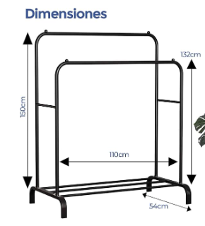 Burro para ropa de metal negro