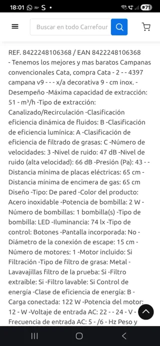 Campana extractora CATA