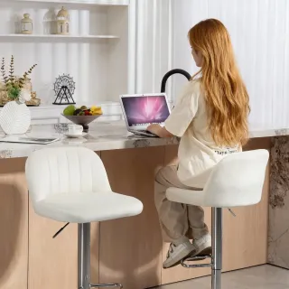 Juego 2 Taburetes Bar Altos Cocina Blanco