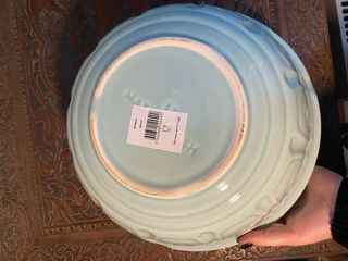 Saladeira Cerâmica Azul tipo Bordallo Pinheiro