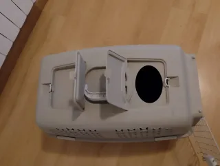 Transportín perro/gato beige y azul