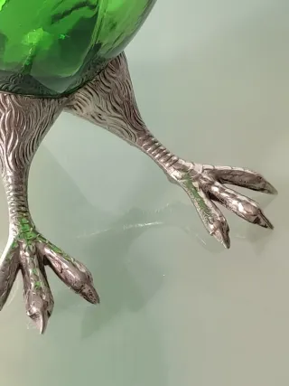 Pareja de pájaros de cristal y plata