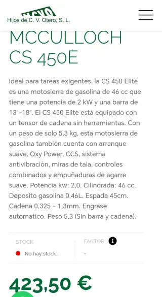 Motosierra McCulloch CS 450Elite