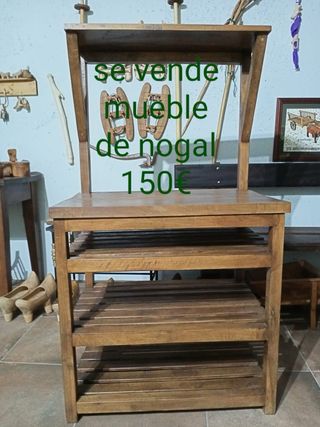 Mueble estantería librería de nogal