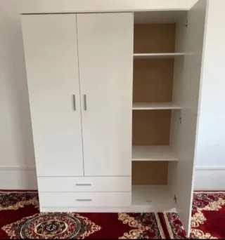 Armario modular madera beige y gris