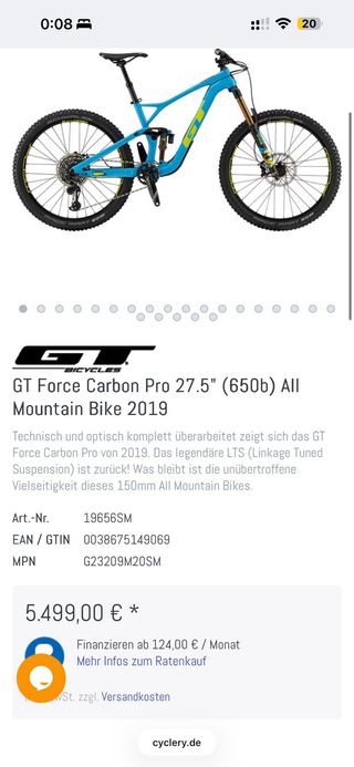 Bicicleta Enduro GT Force Carbon Pro 2019 Talla M