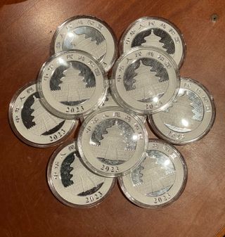 Lote 10 Monedas Panda 2023 Plata