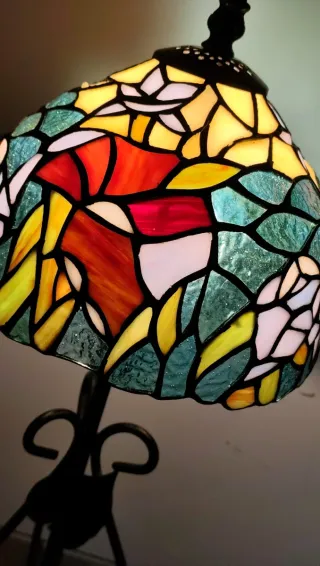 Lámpara Tiffany XL.Tulipa Flor+Base Hierro forjado