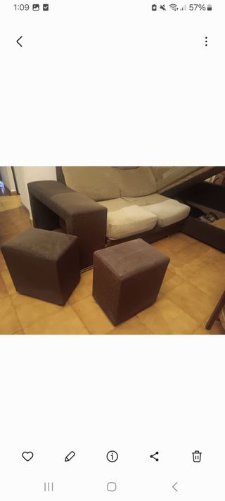 Sofá modular tela beige y marrón