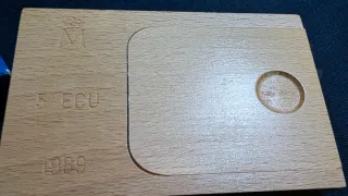 5 ECU Plata Caja Madera Original