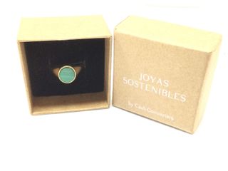 sello oro 18k con piedra con malaquita