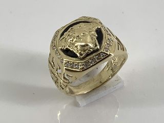 sello oro 18k con piedra con circonita,onix