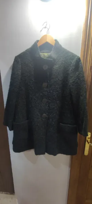 Abrigo de lana texturizada Bouclé – Verde Bosque