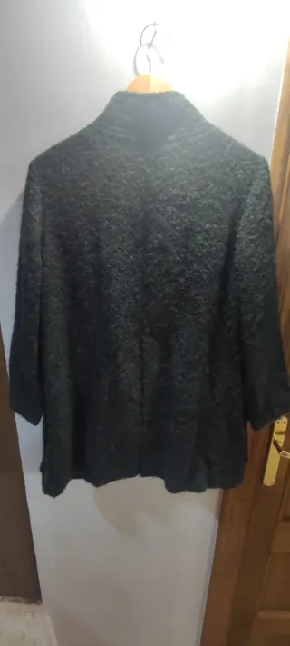 Abrigo de lana texturizada Bouclé – Verde Bosque