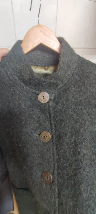 Abrigo de lana texturizada Bouclé – Verde Bosque