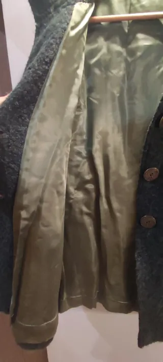 Abrigo de lana texturizada Bouclé – Verde Bosque