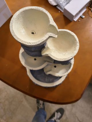 Fuente de Interior Cascada 4 Niveles jarro Efecto Piedra Natural luz LED Colorida, decoración Interior Zen y reposante, Fuente d