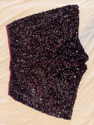 Shorts de lentejuelas morados Mango