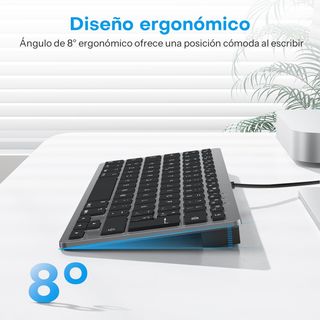 OMOTON teclado ESP USB‑C USB-A Mac Silencioso gris