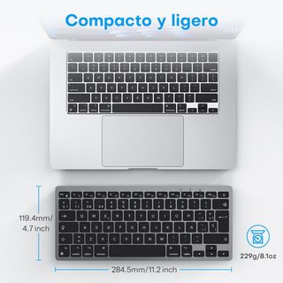 OMOTON teclado ESP USB‑C USB-A Mac Silencioso gris