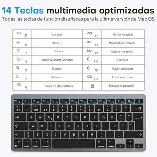 OMOTON teclado ESP USB‑C USB-A Mac Silencioso gris
