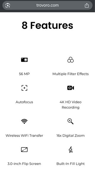 Cámara Digital Trovoro 4K Ultra HD