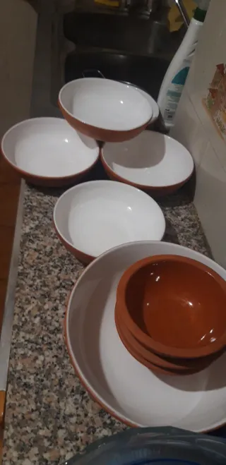 Set 9 scodelle terracotta e bianche