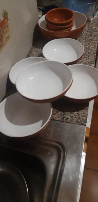 Set 9 scodelle terracotta e bianche