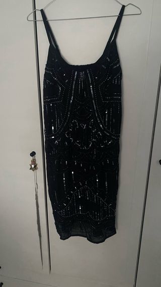 Vestido Zara Negro Lentejuelas y Abalorios