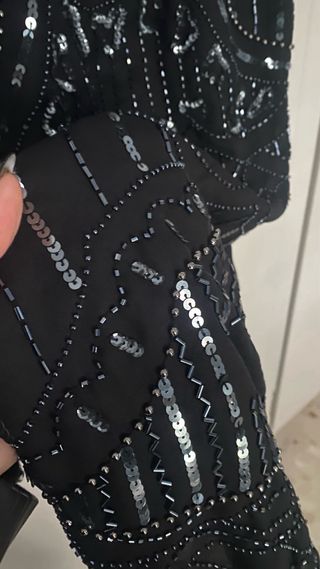 Vestido Zara Negro Lentejuelas y Abalorios