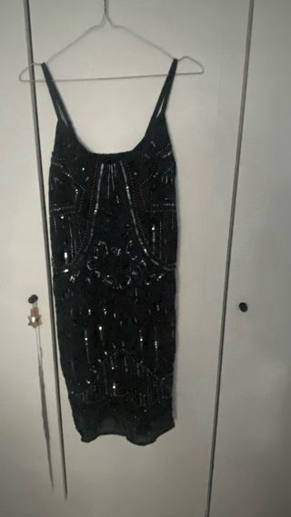 Vestido Zara Negro Lentejuelas y Abalorios