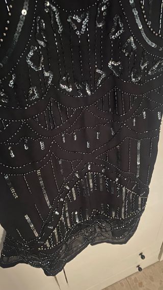 Vestido Zara Negro Lentejuelas y Abalorios