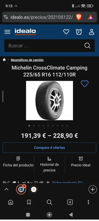 4 Neumáticos Invierno 225/65 R16 CP Michelin