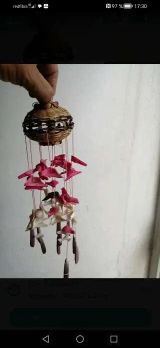 Avisador de puerta artesanal de conchas