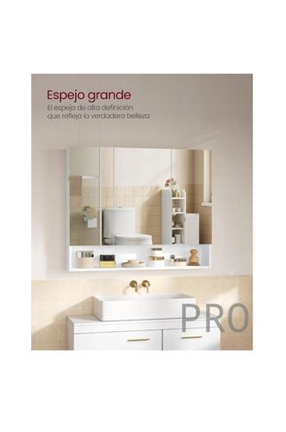 Armario de Baño con Puertas, Armario de Pared con Espejo - Vasagle