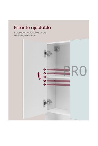 Armario de Baño con Puertas, Armario de Pared con Espejo - Vasagle