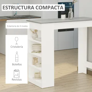 Mesa Alta Cocina Bistró Gris y Blanca