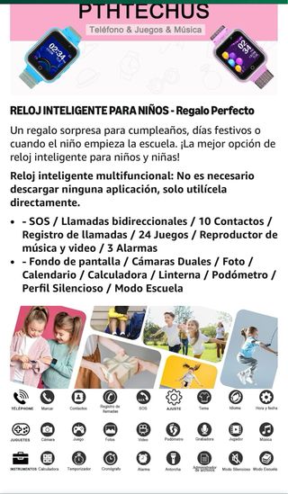 Reloj Inteligente Niños Rosa y Gris