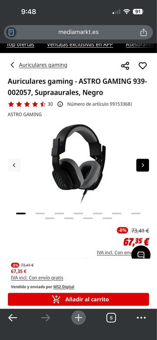 Auriculares Gaming Astro A10 PS5